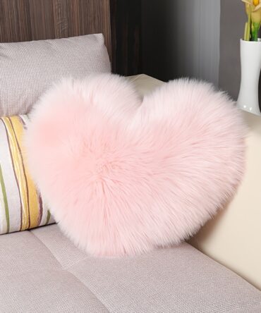 Cozy Pink Heart-Shaped Plush Pillow Soft & Fluffy with Washable Cover and Filler for Dorm Decor