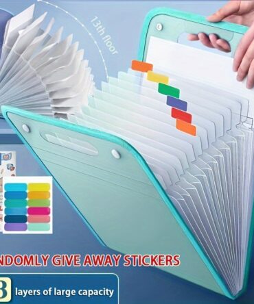 13-Grid A4 Vertical File Folder Organizer Binder - Heavy-Duty PP Plastic with Thickened Pages